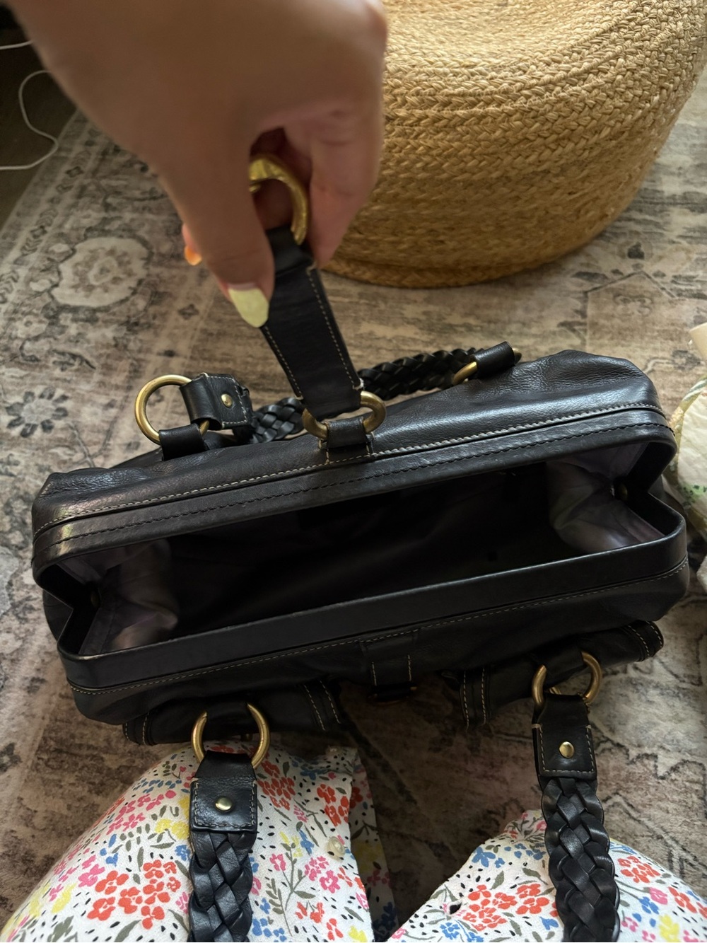 COACH Y2K BLACK VACHETTA LEATHER LG DAPHNE DOCTOR SATCHEL TOTE BAG 3569 black - Picture 11 of 16